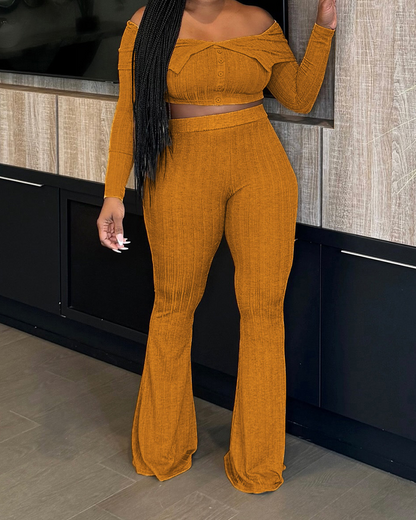 Off-Shoulder Slim-Fit Set