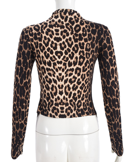 Leopard Print Drawstring Cultivation Top