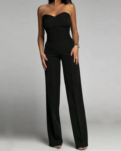 Slim-Fit Tube Top Straight Jumpsuit