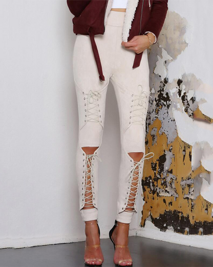 Suede Trousers With Laces