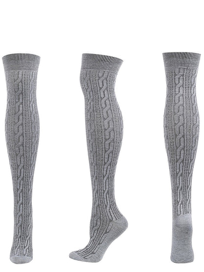 Knee High Socks Home Daily Solid Color Polyester Spandex Basic Classic Warm 1 Pair for Women