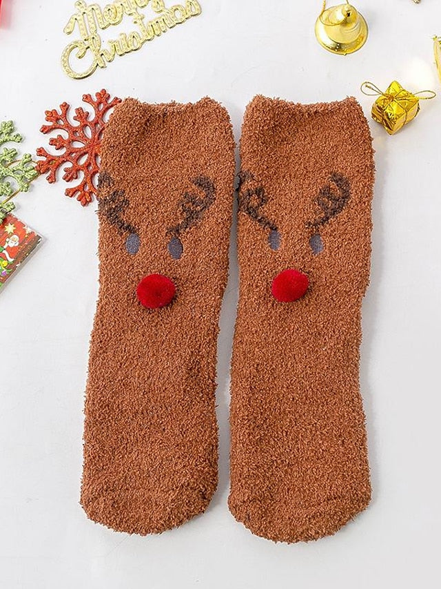 Crew Socks Party Christmas Gift Multi Color Animal Patterned Polyester Spandex Casual Classic Warm Cute 1 Pair for Women