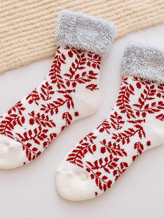 Crew Socks Thick Winter Warm Socks Home Christmas Work Polyester Spandex Nylon Basic Casual Warm Elastic Casual 1 Pair for Women