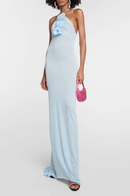 Alexia Halterneck Floral-applique Maxi Dress