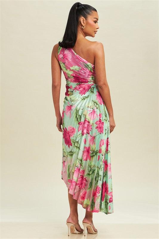 Amanda Pleated Cut-out Midi Dress