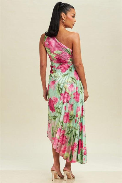 Amanda Pleated Cut-out Midi Dress