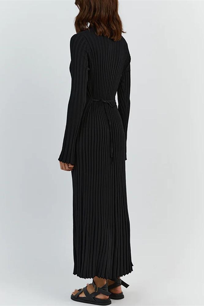 Vestido largo de punto con ribete acampanado Antonia