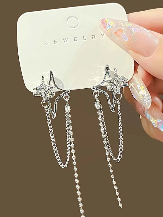 1 Pair Drop Earrings Earrings For Daily Prom Date Rhinestone Alloy Tassel Fringe Star for Women