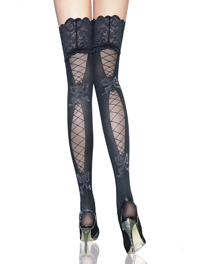 Stockings Gift Daily Holiday Retro Polyester Acrylic Fibers Sexy Casual Leg Shaping Casual / Daily 1 Pair for Women