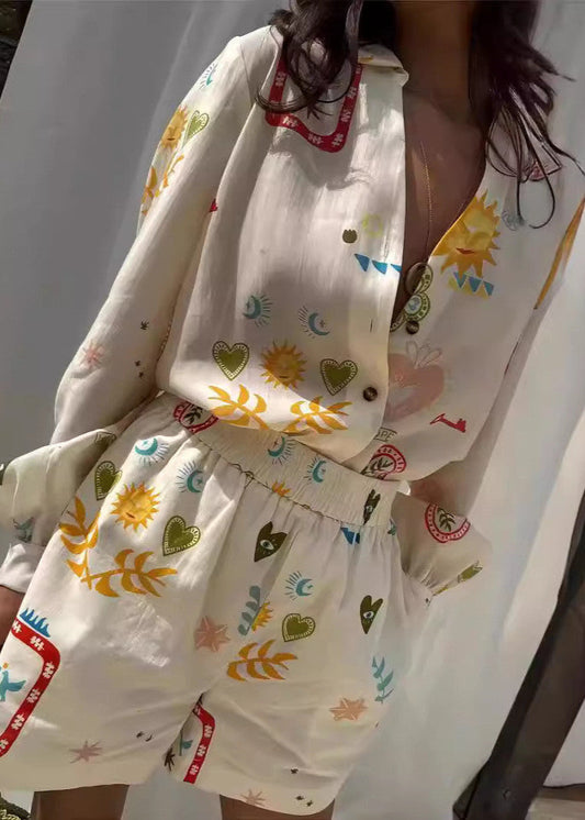 Solea - Sun & Symbol Button-Down Shorts Set