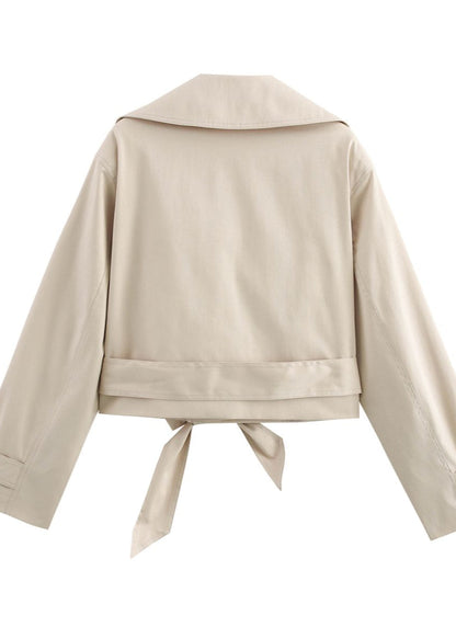 Marceline - Cropped Belted Trench Jacket with Oversized Lapels