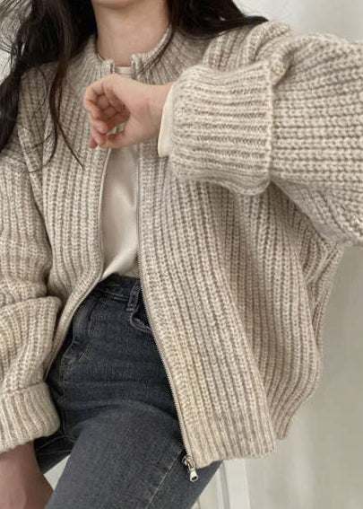 Cozy Zip-Up Chunky Knit Cardigan - Oversized Ribbed Sweater Jacket
