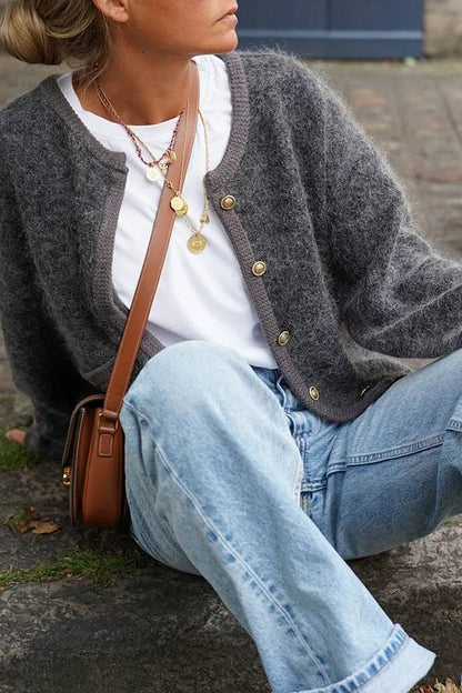 Cárdigan de punto acogedor con diseño de caballito de mar para mujer