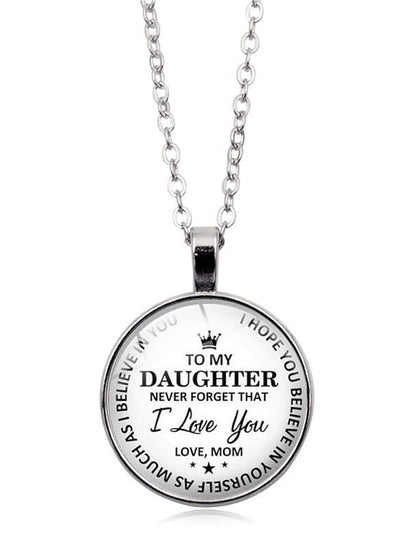 necklace Fashion Street Letter Necklaces & To my Daughter Pendant Round Glass Necklaces / Sweater Chain Necklace for Women