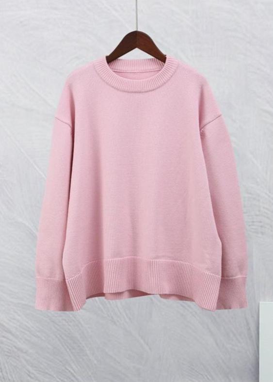 Soft Pink Cozy Crew Neck Sweater