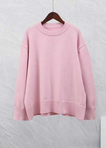 Soft Pink Cozy Crew Neck Sweater