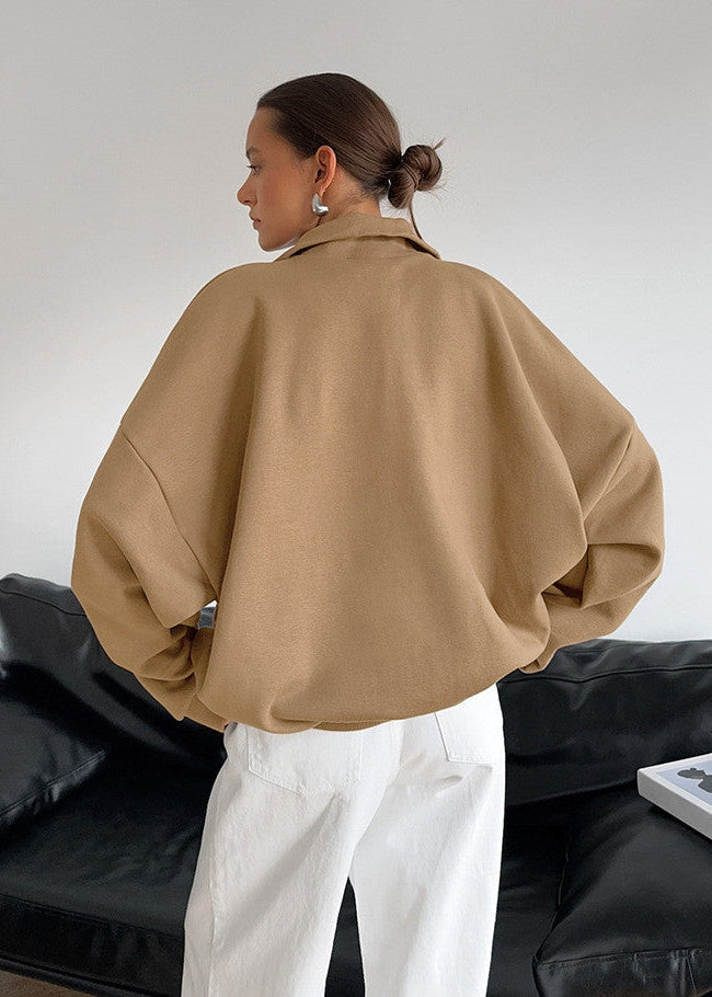 Tulip Zipper Sweatshirt – Oversized Half-Zip Pullover