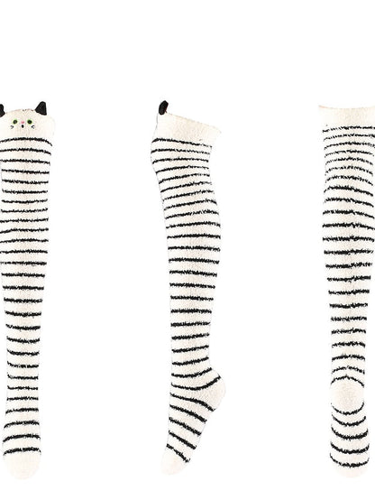 Knee High Socks Home Daily Multi Color Polyester Spandex Basic Classic Warm Cute 1 Pair for Women