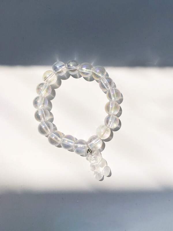 Bear Charm Clear Beaded Bracelet for Women