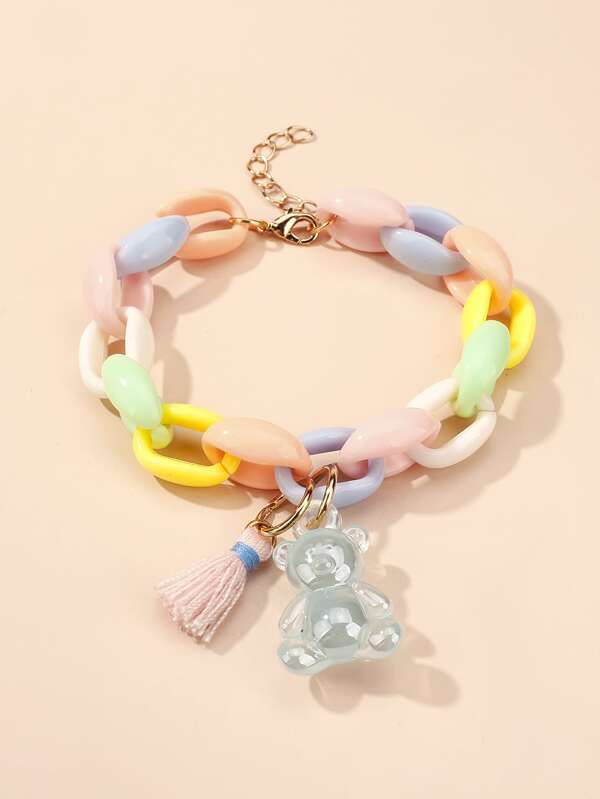 Bear Tassel Charm Bracelet for Women