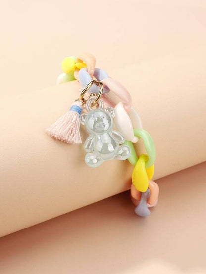 Bear Tassel Charm Bracelet for Women