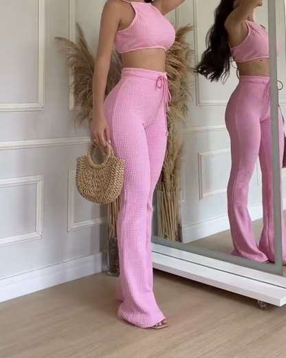 Slinged High-Waisted Slim Pants Casual Suit