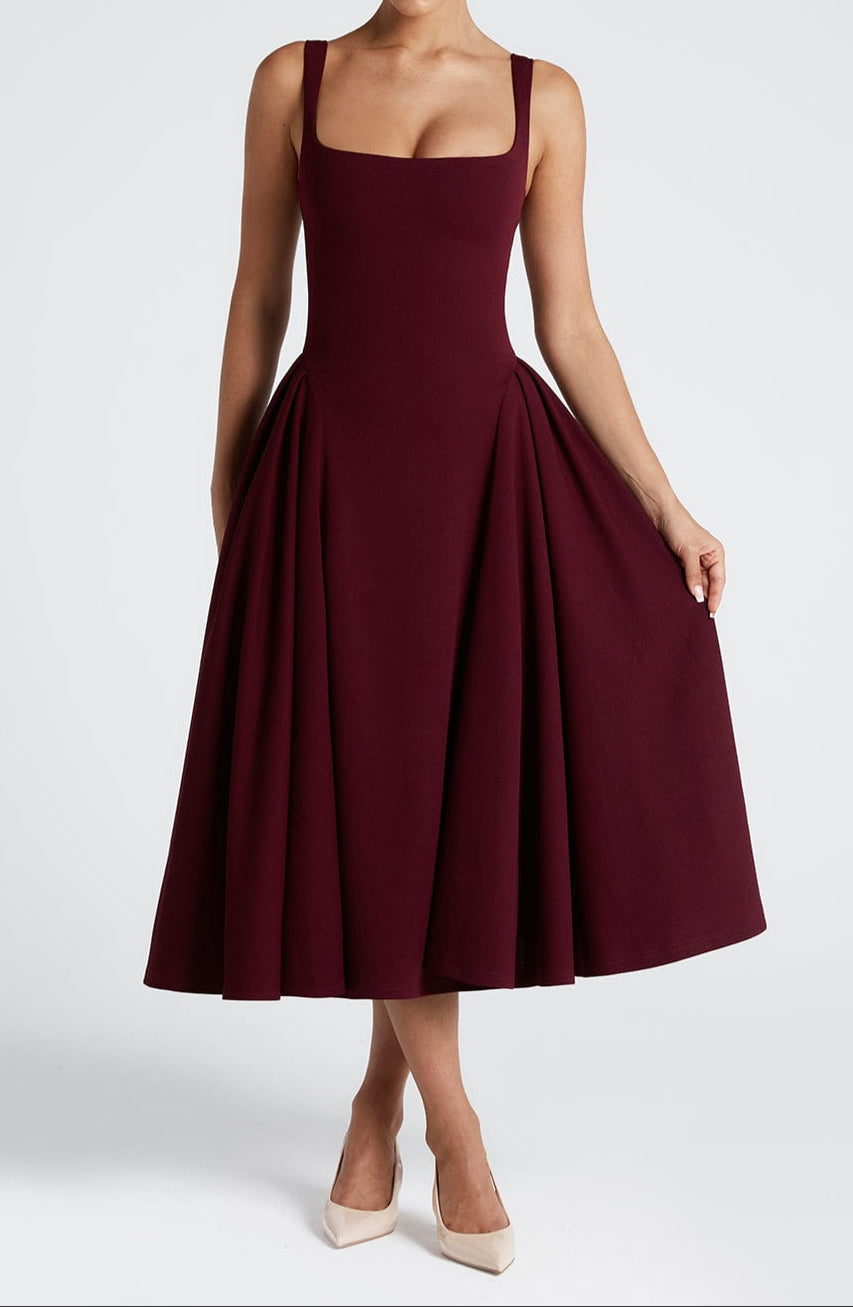 Claudia Midi Dress - Cherry Lacquer