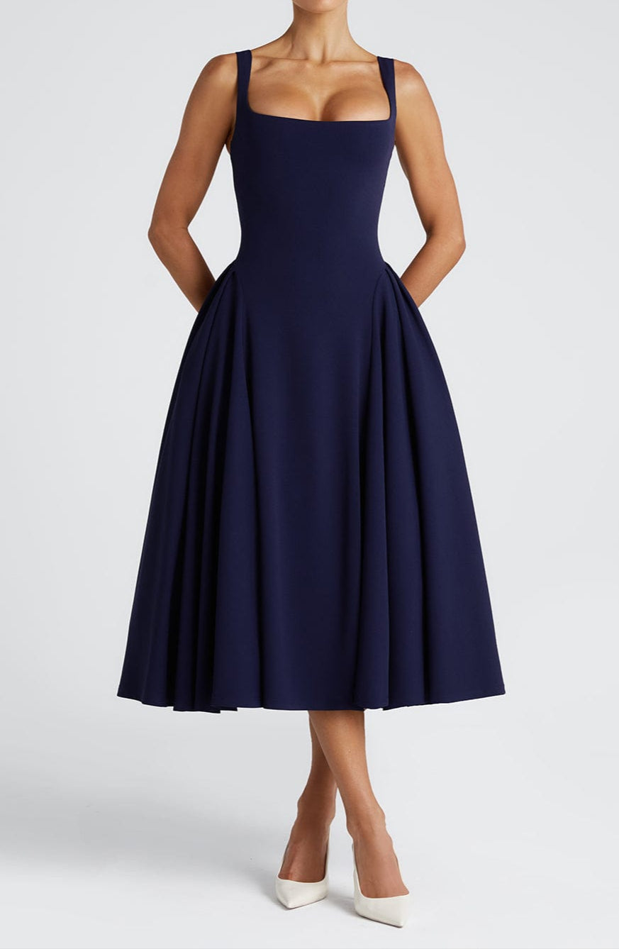 Venice Midi Dress - Navy