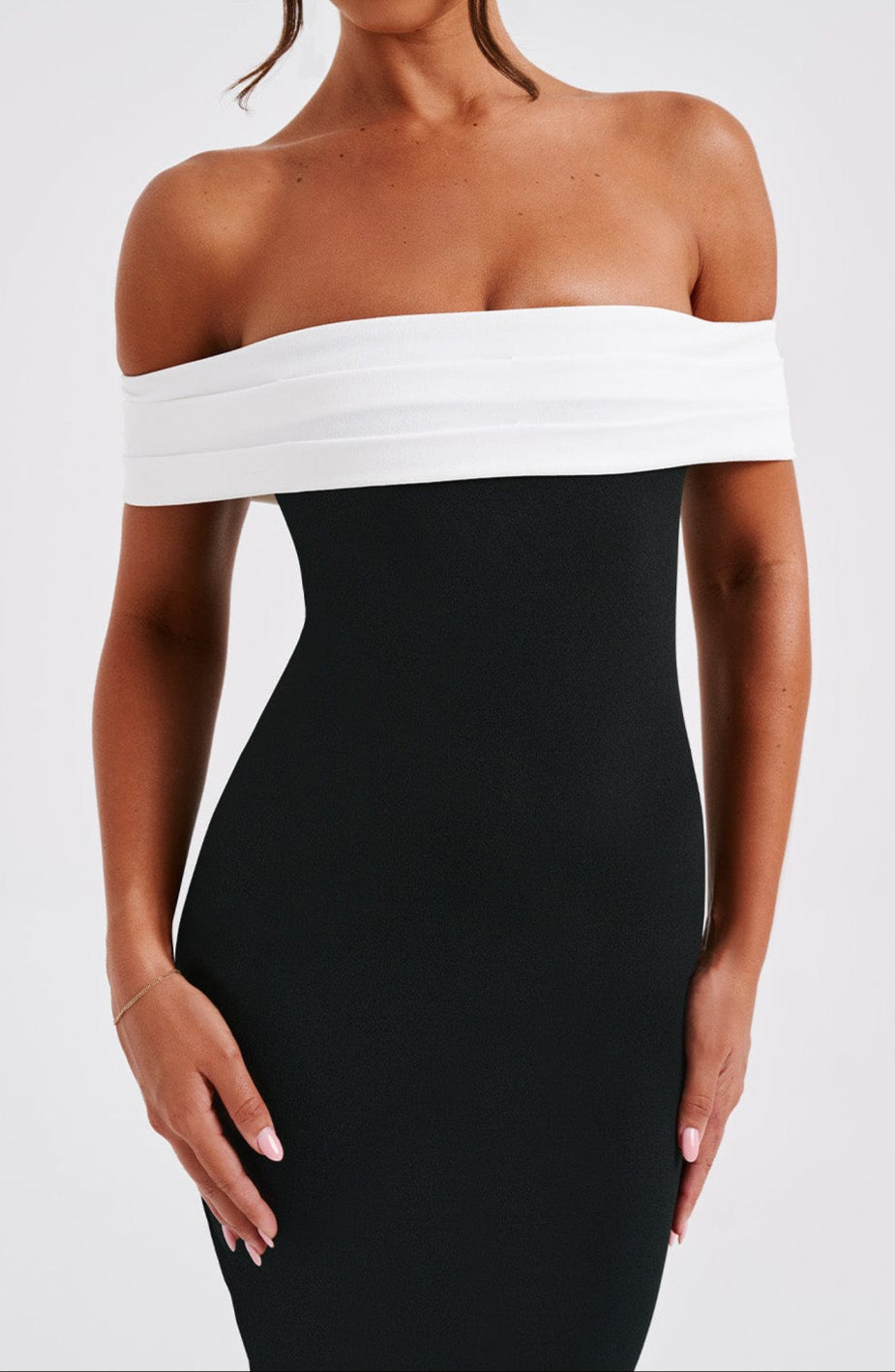 Regina Midi Dress-Black/White