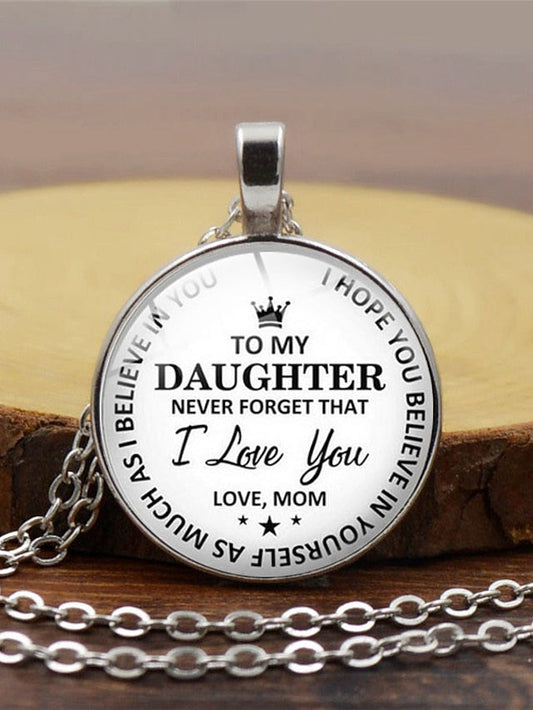 necklace Fashion Street Letter Necklaces & To my Daughter Pendant Round Glass Necklaces / Sweater Chain Necklace for Women