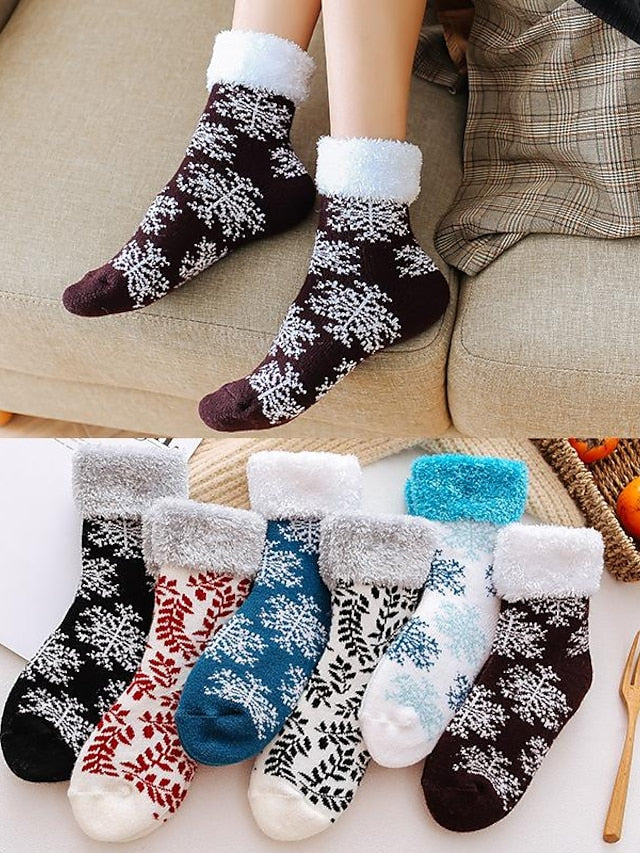 Crew Socks Thick Winter Warm Socks Home Christmas Work Polyester Spandex Nylon Basic Casual Warm Elastic Casual 1 Pair for Women