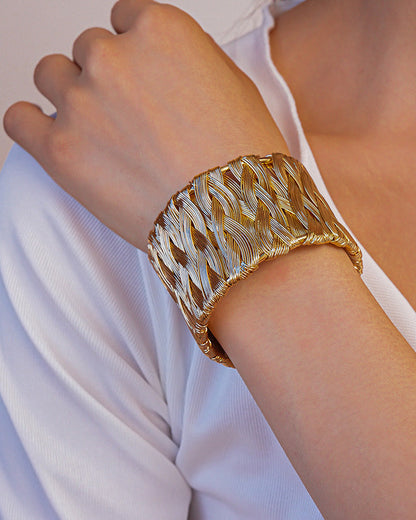 Metal Braided Wrap Cuff Bracelet