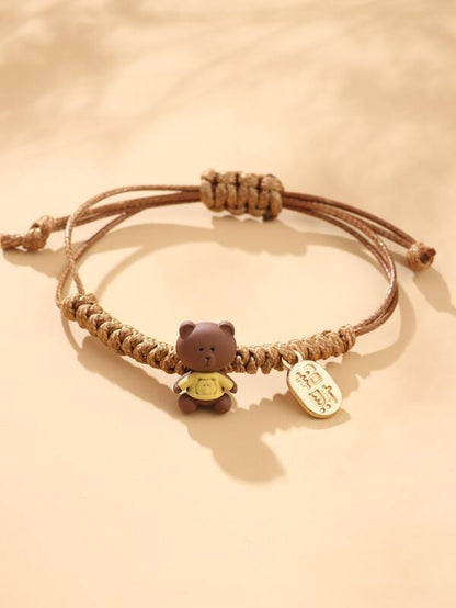Boys Bear Decor Braided Bracelet for Women