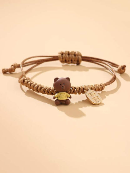 Boys Bear Decor Braided Bracelet for Women