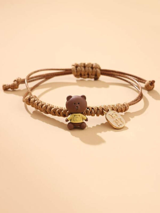 Boys Bear Decor Braided Bracelet for Women
