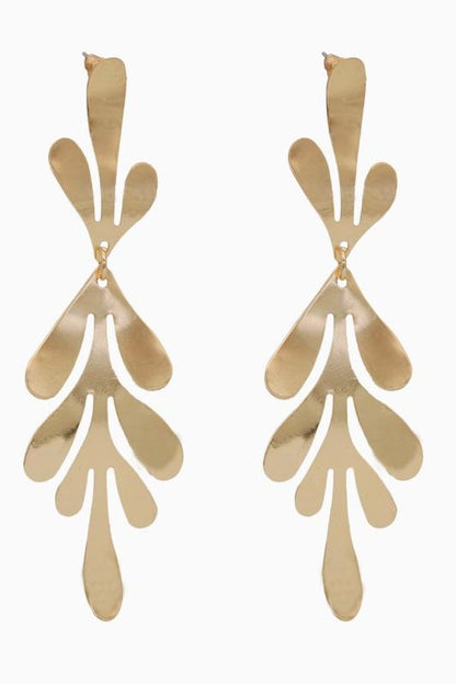 Brass Leaf Dangle Earrings
