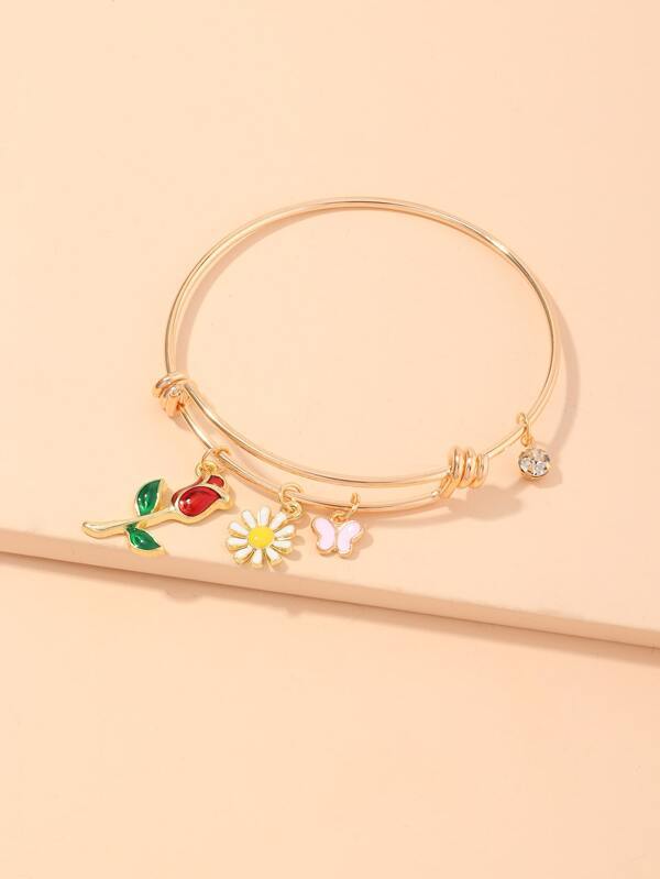 Butterfly & Flower Charm Bracelet for Women