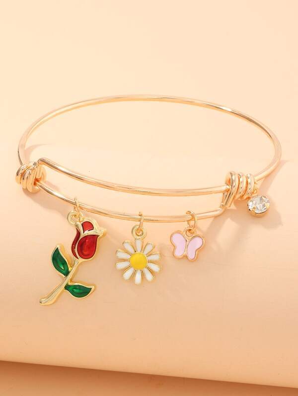 Butterfly & Flower Charm Bracelet for Women