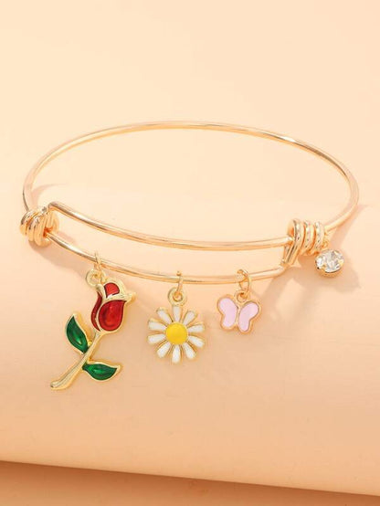 Butterfly & Flower Charm Bracelet for Women