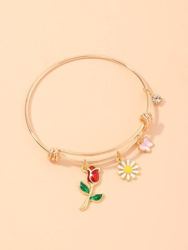 Butterfly & Flower Charm Bracelet for Women