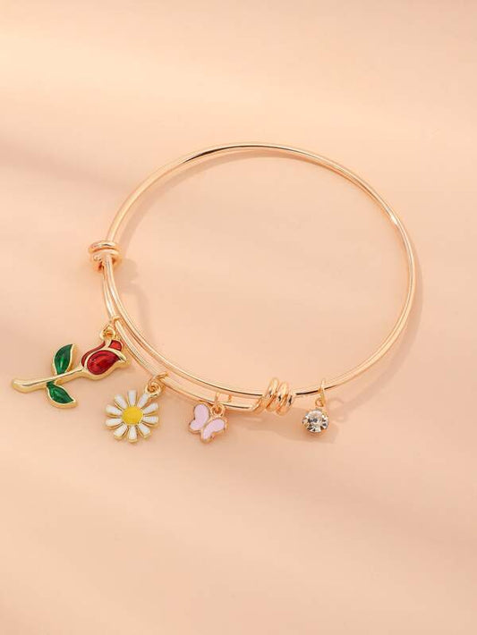 Butterfly & Flower Charm Bracelet for Women