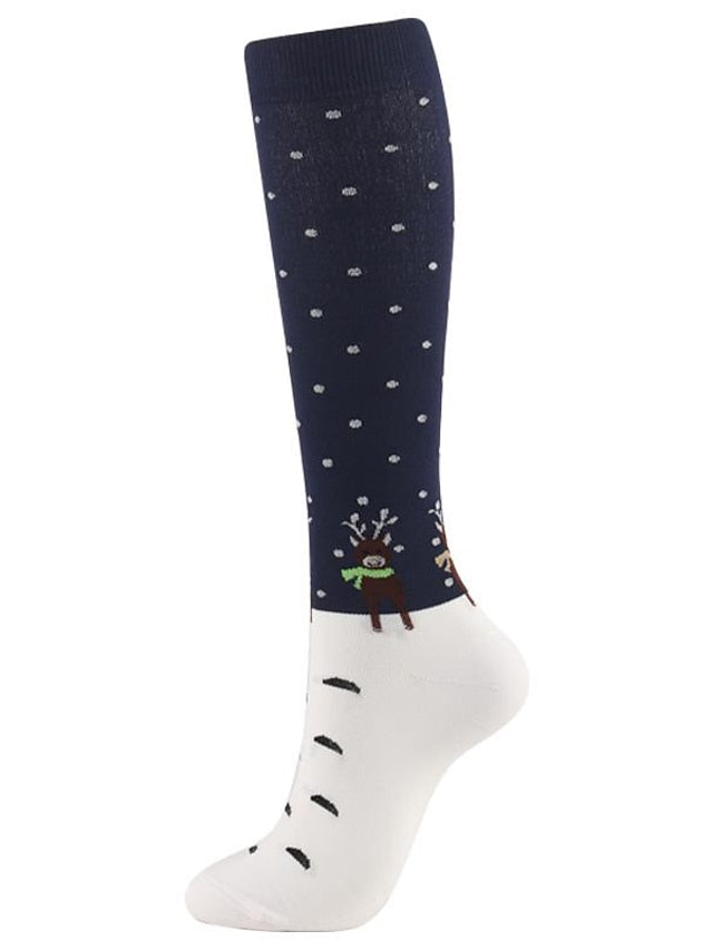 Unisex Knee High Socks Christmas Gift Cycling / Bike Multi Color Spandex Nylon Sporty Casual Classic Warm Cute Sports 1 Pair for Women