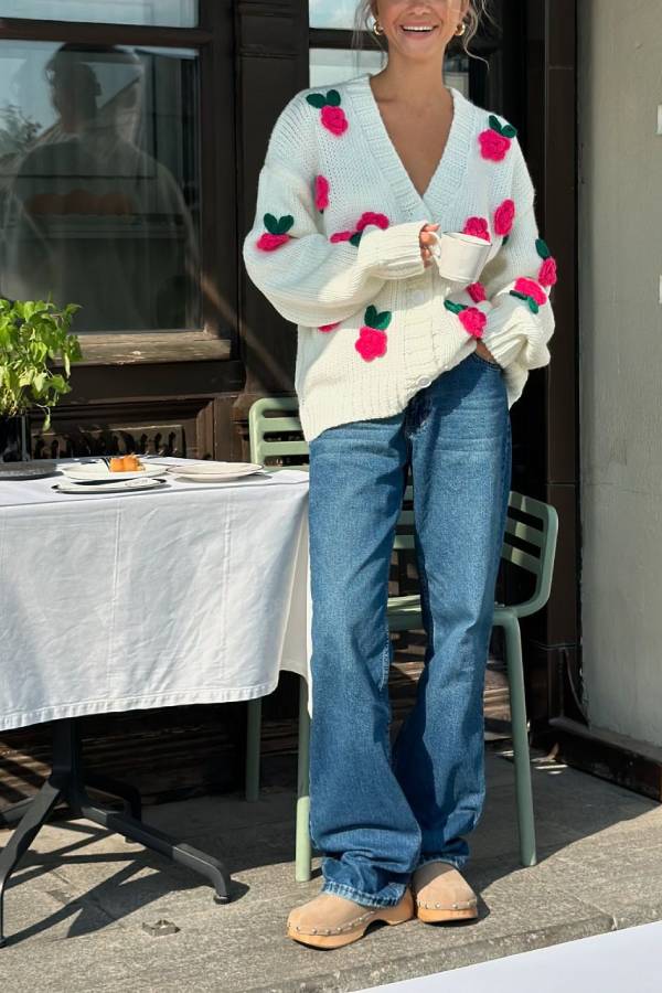 Selena Rose Knit Sweater Cardigan