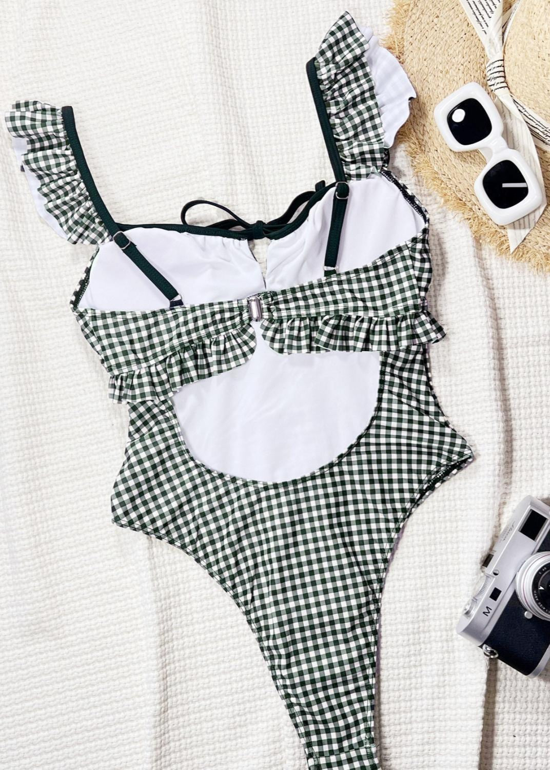 Vichy Charm Ruffle One-Piece Swimsuit