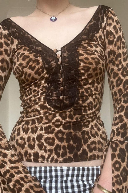 Cutout Backless V Neck Blouse