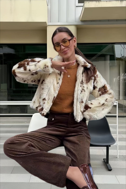 Simple Zippered Fleece Short Coat