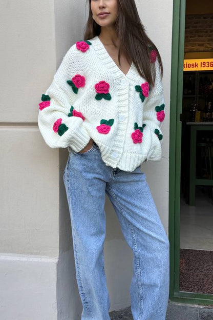 Selena Rose Knit Sweater Cardigan