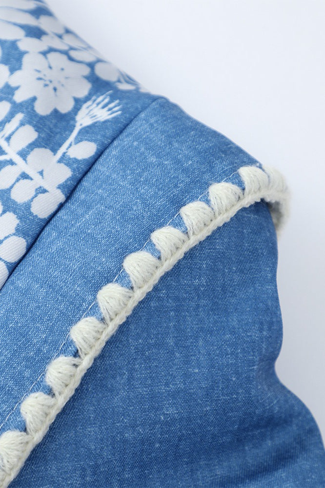 Blue Floral Cotton Coat