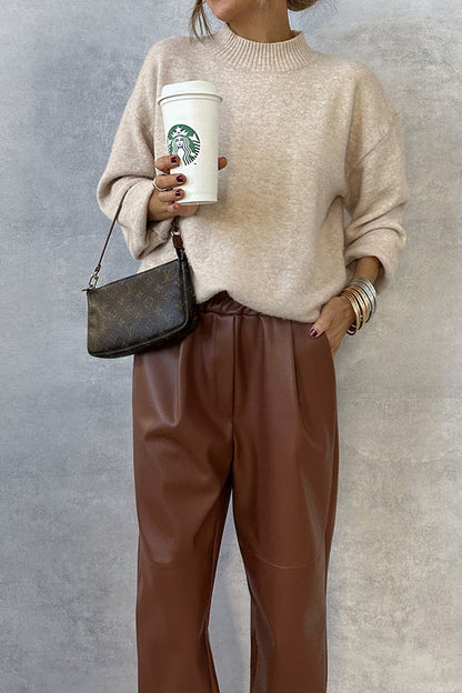 PANTALONES DE CUERO CAMEL