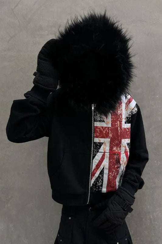 National Flag Pattern Printed Hoodie